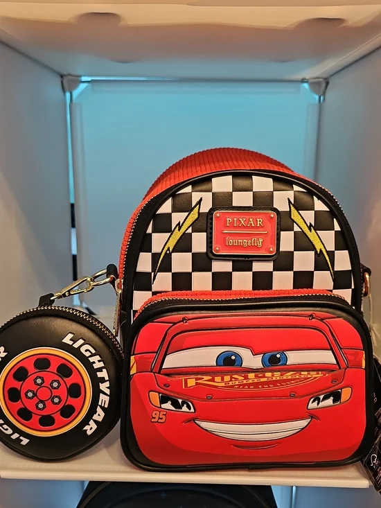 Pixar Loungefly Lightning McQueen Mini Backpack - Red - Picture 1 of 4